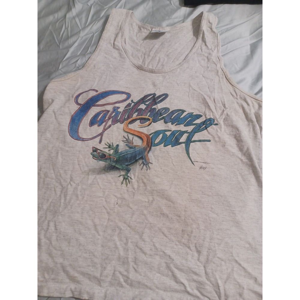 Vintage‎ Caribbean Soul Tank Top Large 1990 With Signature